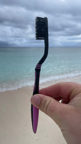 plastic toothbrush washed up on the gili islands